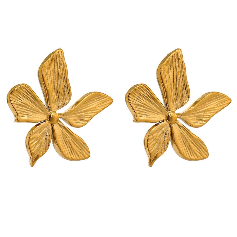 Gold Bloom Stud Earrings - Silk Twigs