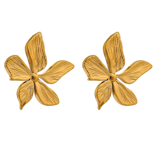 Gold Bloom Stud Earrings - Silk Twigs