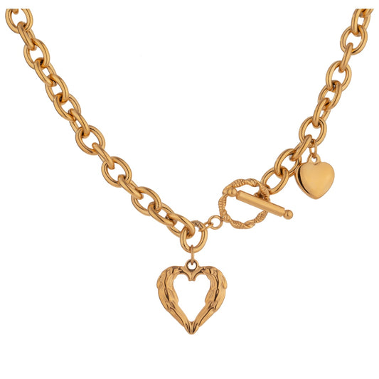 Gold Hearts Collar Necklace - Silk Twigs