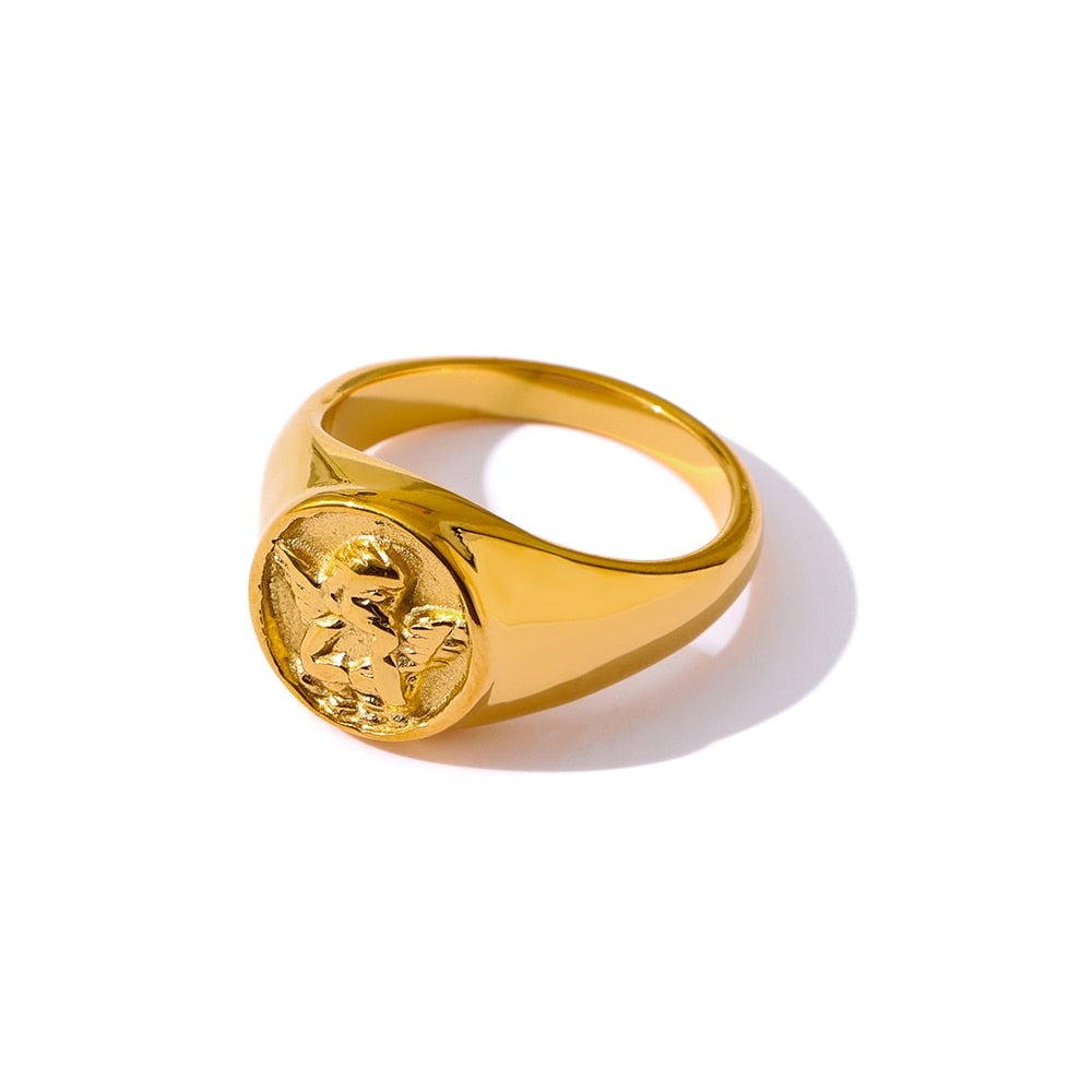 Heart Angel Signet Ring - Silk Twigs