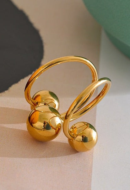 Gold Beads Layered Ring - Silk Twigs