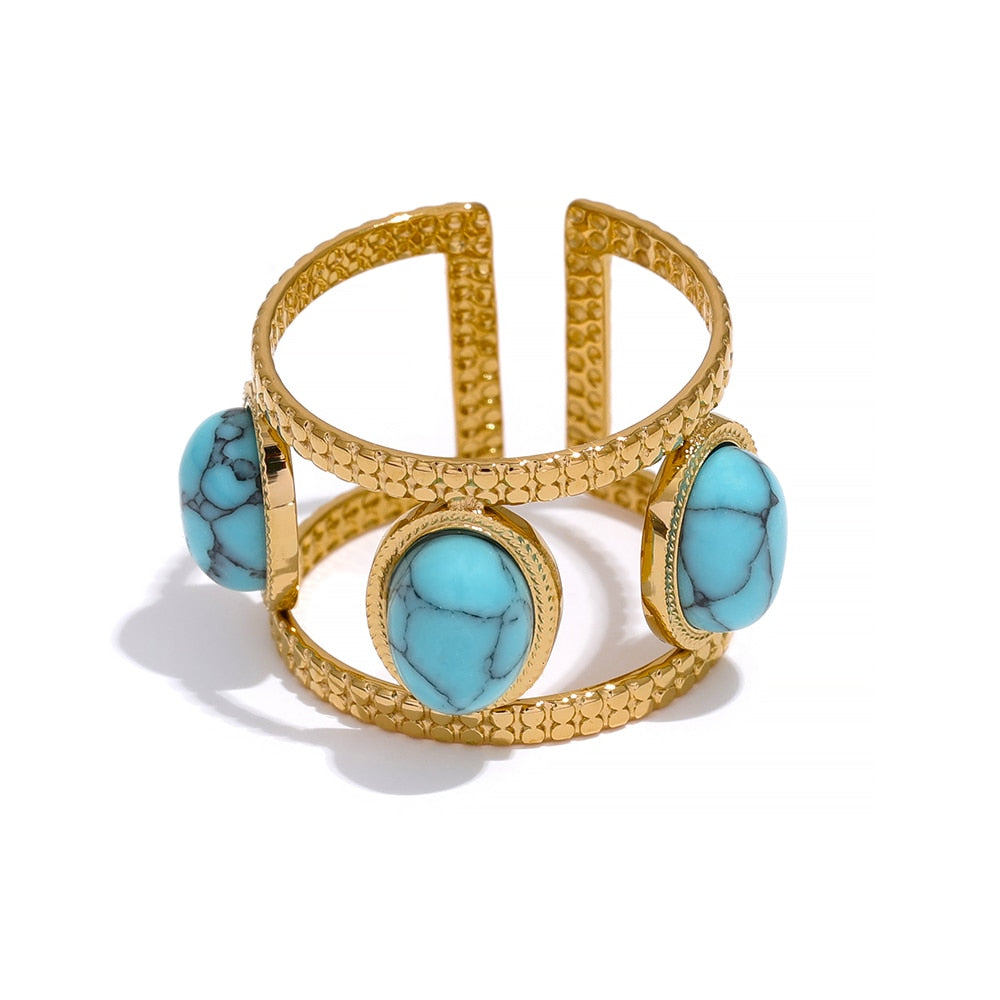 Turquoise Charm Stone Ring - Silk Twigs