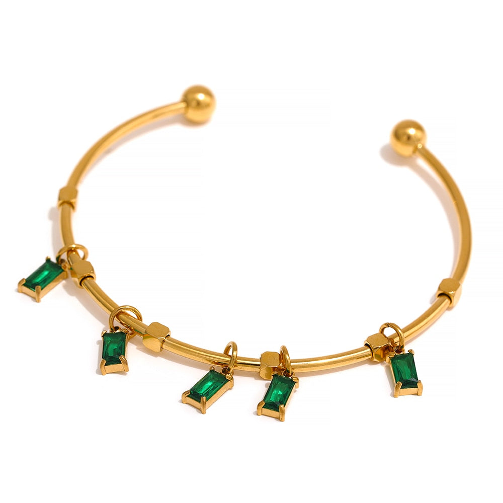 Colorful CZ Open Bracelet - Silk Twigs