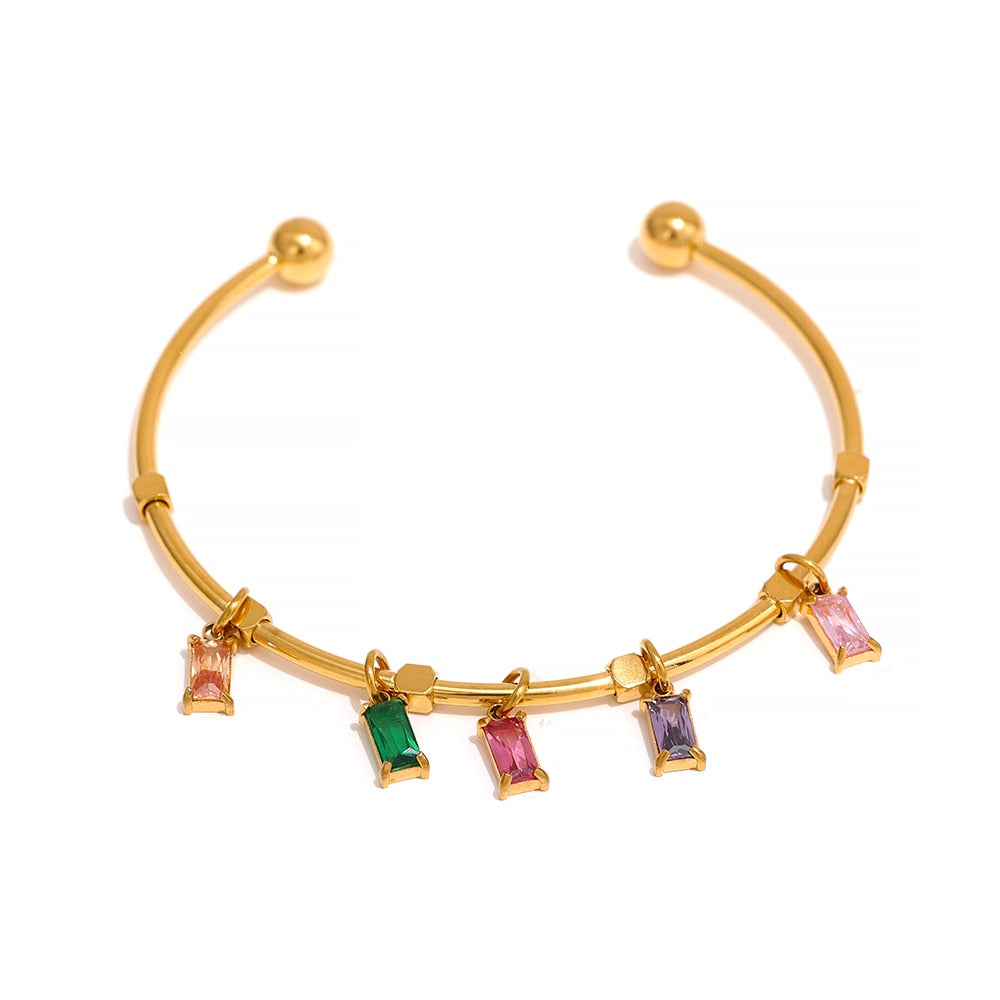 Colorful CZ Open Bracelet - Silk Twigs