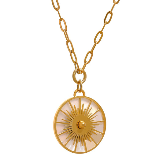 Gold Sun Disc Pendant - Silk Twigs