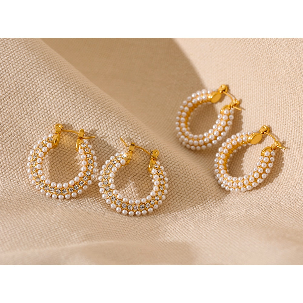 Luxury Pearl Hoop Earrings - Silk Twigs