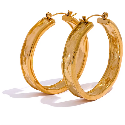 Textured Big Hoop Earrings - Silk Twigs