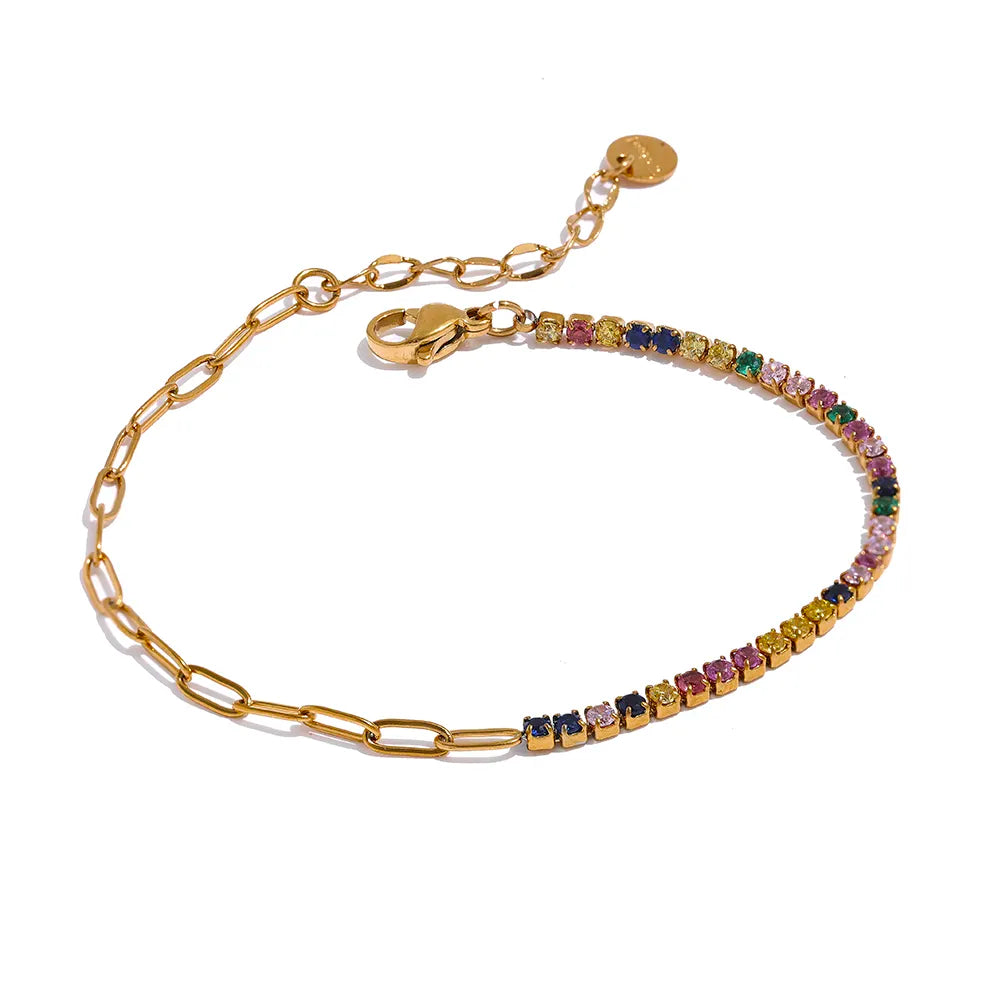 Rainbow Cubic Zirconia Bracelet - Silk Twigs