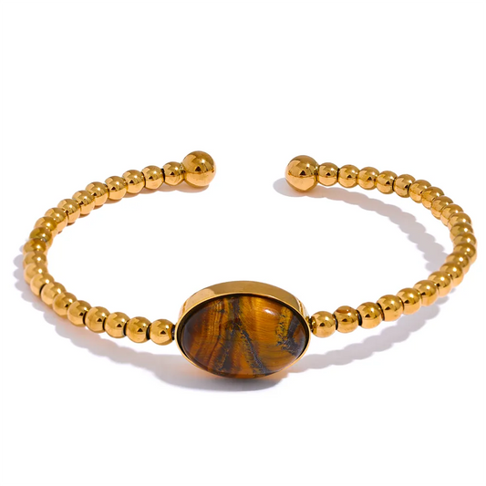 Tiger Stone Cuff Bracelet - Silk Twigs