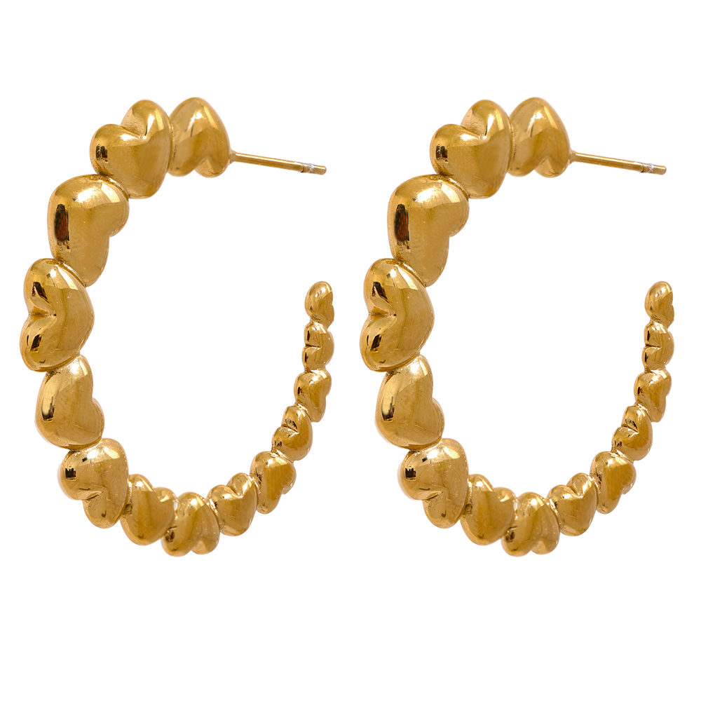 Hearts Link Hoop Earrings - Silk Twigs