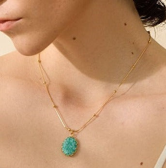 Amazonite Stone Pendant Necklace - Silk Twigs