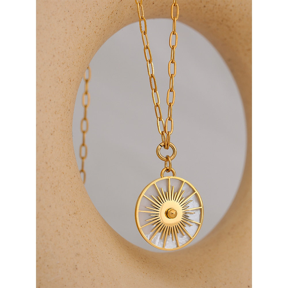 Gold Sun Disc Pendant - Silk Twigs