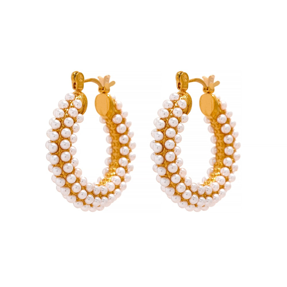 Luxury Pearl Hoop Earrings - Silk Twigs