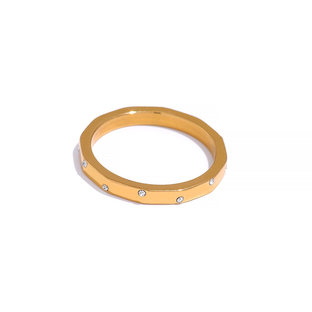 Faceted Minimalist Gold Ring - Silk Twigs