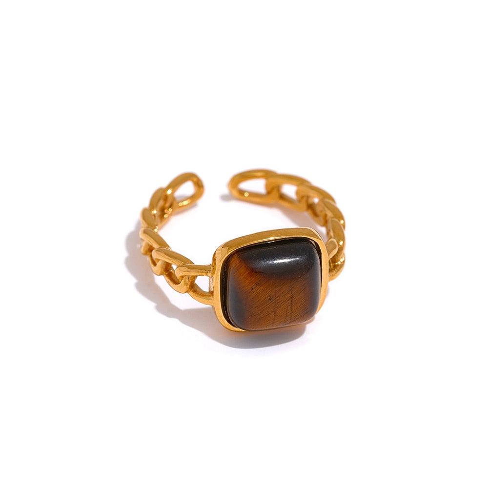 Natural Tiger Stone Ring - Silk Twigs