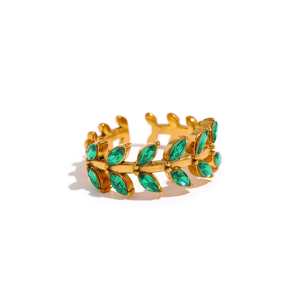 Dazzling Leaf Motif Ring - Silk Twigs