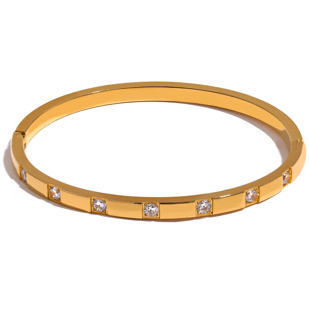 Stylish Zircon Inlay Bangle - Silk Twigs