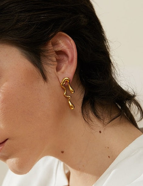 The Golden Drip Earrings - Silk Twigs