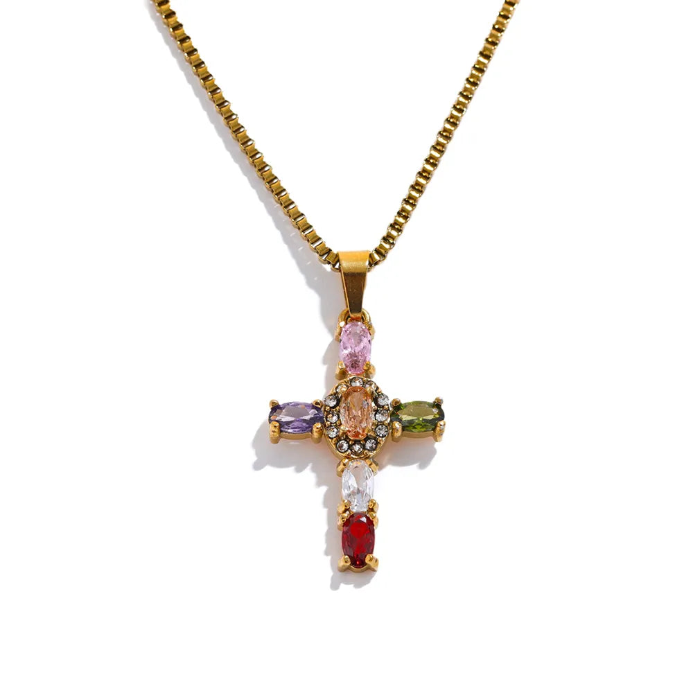 Ornate Cross Pendant Necklace - Silk Twigs