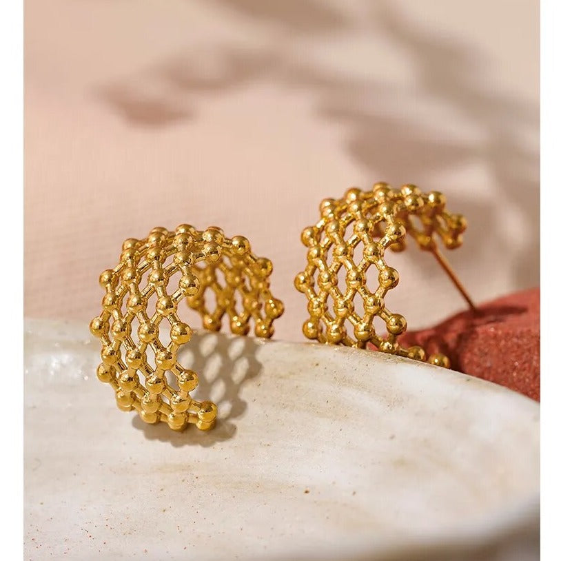 Minimalist Mesh Stud Earrings - Silk Twigs