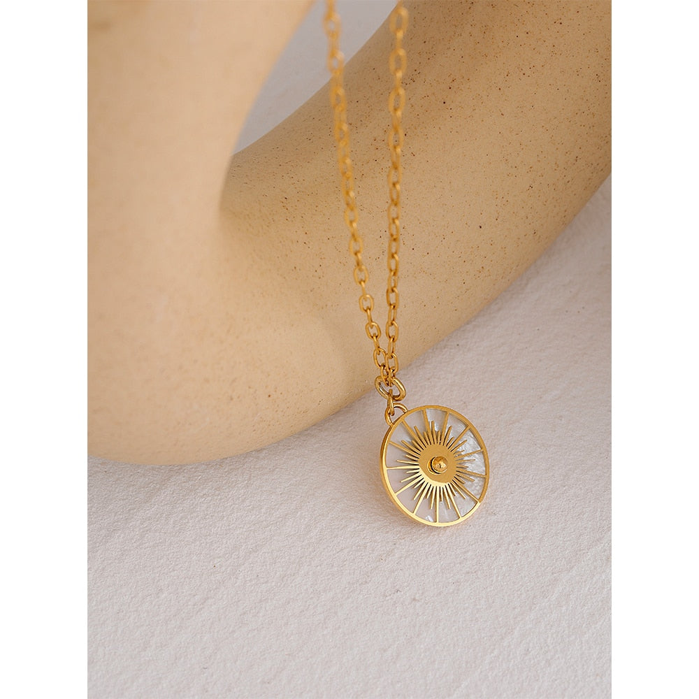 Gold Sun Disc Pendant - Silk Twigs