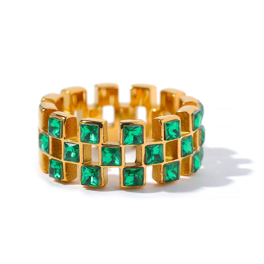 Exquisite Grid Bling Ring - Silk Twigs