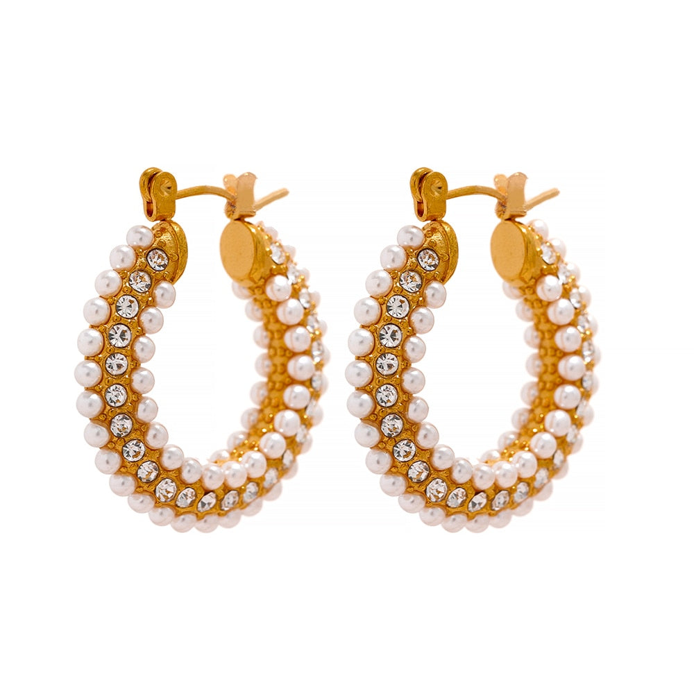 Luxury Pearl Hoop Earrings - Silk Twigs