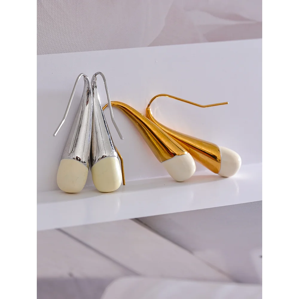 Enamel long-Drop Charm Earrings